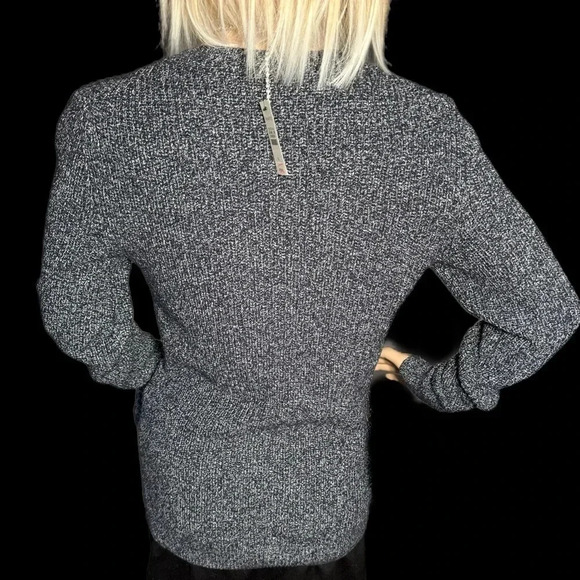 NWT TALBOTS Woven Knit Sweater 100% Cotton Long Sleeve Navy Crew Pullover Small - Picture 3 of 10